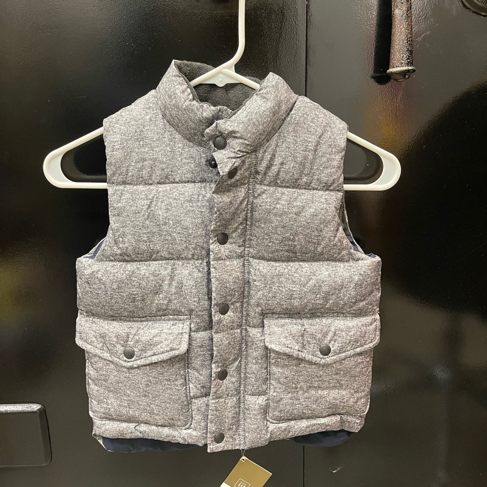 Gap kids Gray Quilted Vest with Pockets